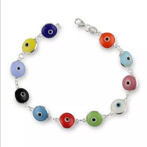 925 Sterling Silver Evil Eye Multicolor  Bracelet